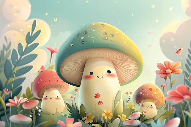 Cute cartoon mushroom illustration