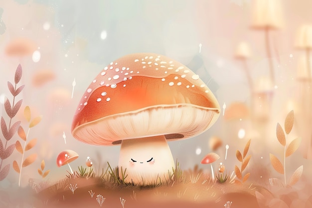 Free Photo cute cartoon mushroom illustration