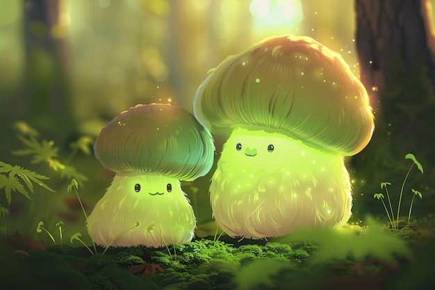 Free photo cute cartoon mushroom illustration