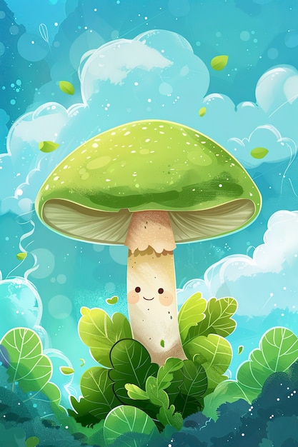 Free Photo cute cartoon mushroom illustration