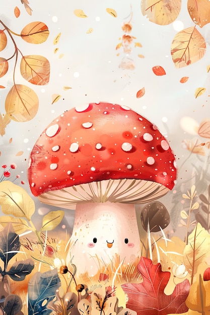 Cute cartoon mushroom illustration