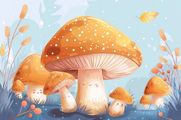 Cute cartoon mushroom illustration