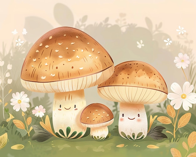 Free Photo cute cartoon mushroom illustration