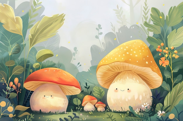 Cute cartoon mushroom illustration