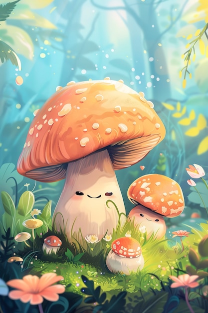 Cute cartoon mushroom illustration