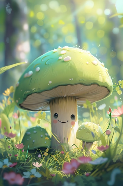 Free Photo cute cartoon mushroom illustration