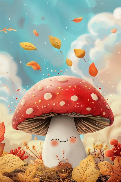 Cute cartoon mushroom illustration