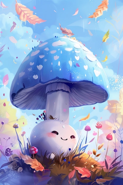 Free photo cute cartoon mushroom illustration