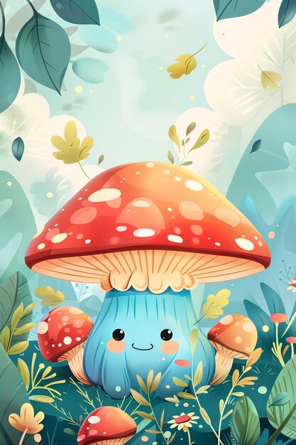 Cute cartoon mushroom illustration