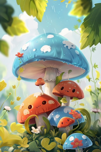 Free Photo cute cartoon mushroom illustration