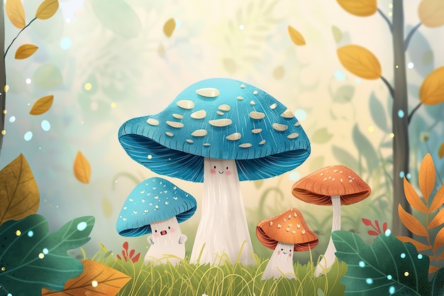 Free photo cute cartoon mushroom illustration