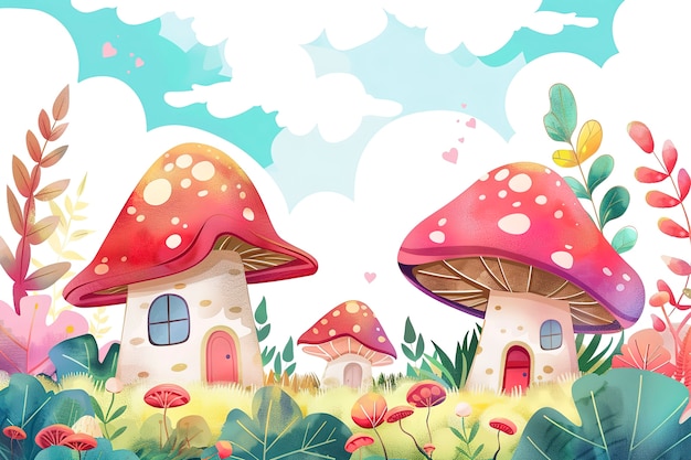 Free photo cute cartoon mushroom illustration