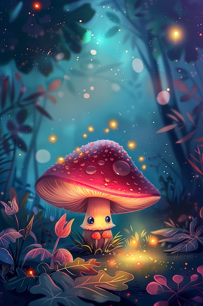 Cute cartoon mushroom illustration