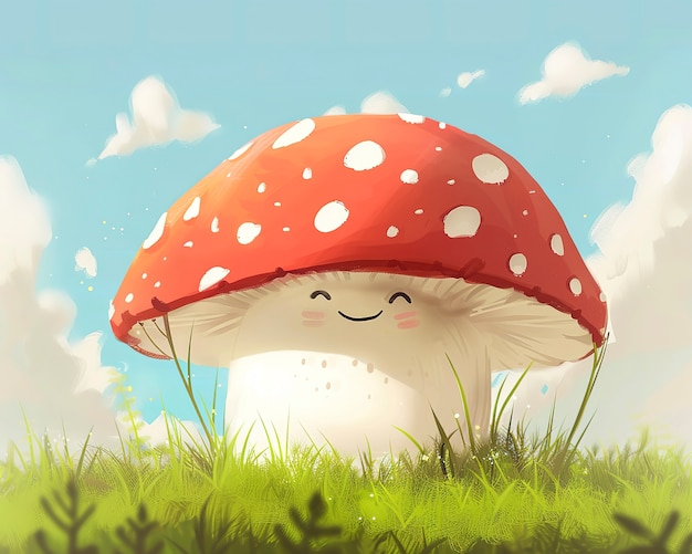 Free Photo cute cartoon mushroom illustration