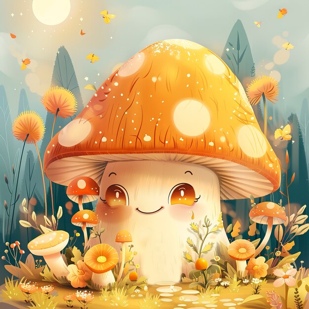 Cute cartoon mushroom illustration