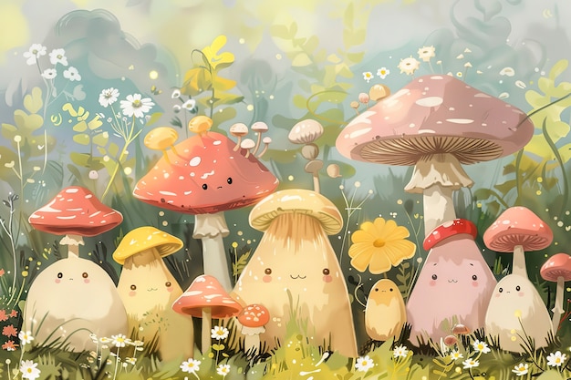 Cute cartoon mushroom illustration