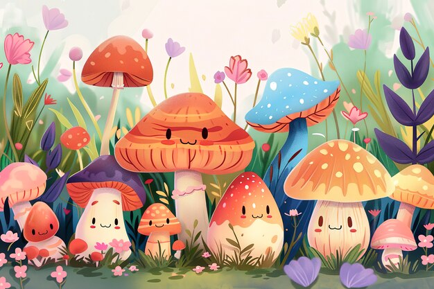 Cute cartoon mushroom illustration