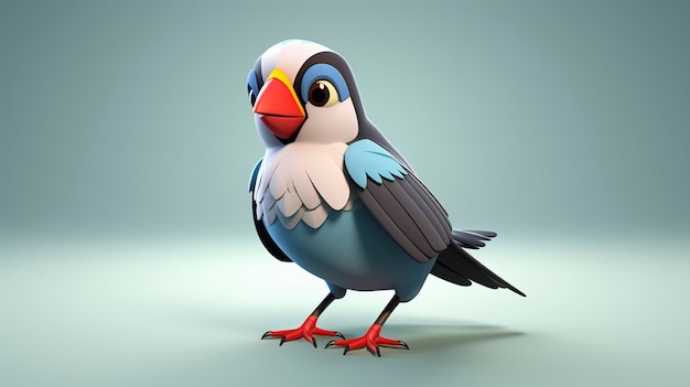 Free photo cute cartoony bird in studio