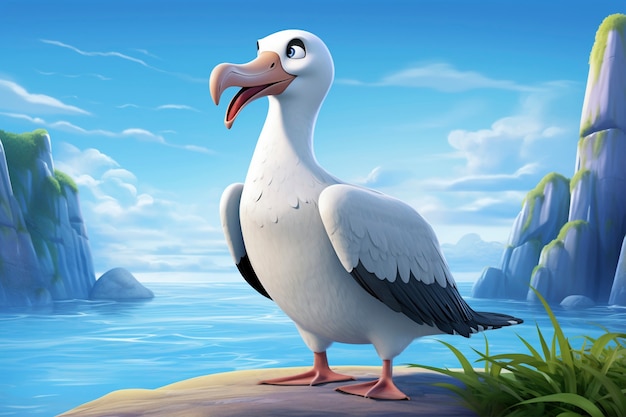 Free Photo cute cartoony  gull in nature