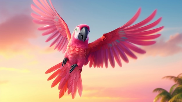 Free Photo cute cartoony parrot in nature