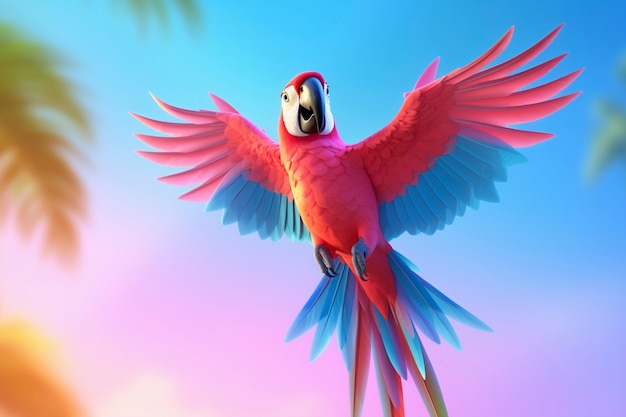 Cute cartoony parrot in nature