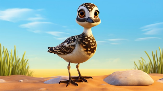 Free photo cute cartoony  plover bird in nature