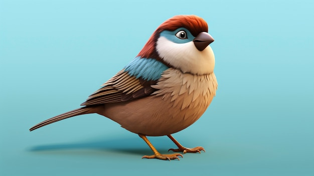 Free Photo cute cartoony sparrow in studio