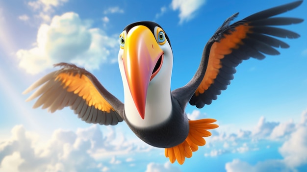 Cute cartoony  toucan bird in nature