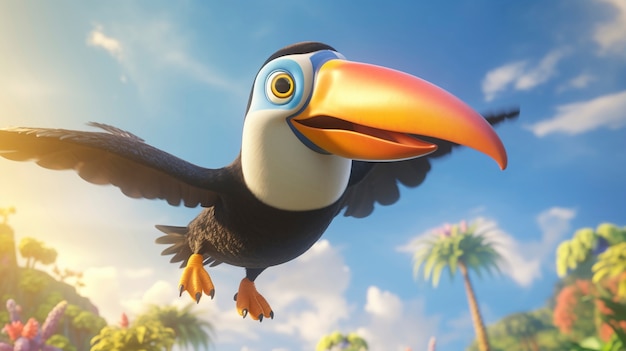 Free Photo cute cartoony  toucan bird in nature