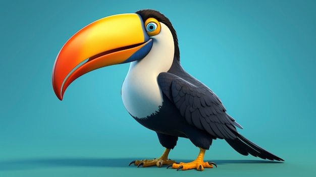 Free photo cute cartoony  toucan bird in nature