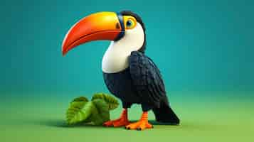 Free photo cute cartoony toucan bird in studio