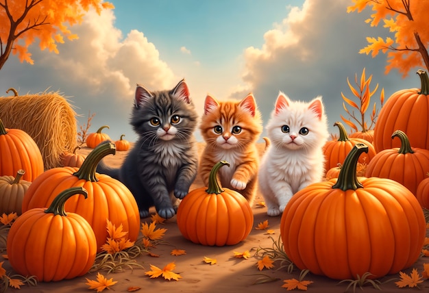 Cute cat during autumn season