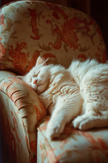 Free photo cute cat sleeping indoors