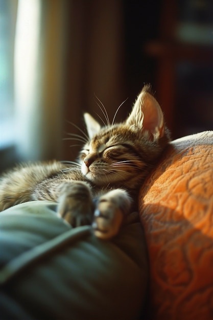 Free photo cute cat sleeping