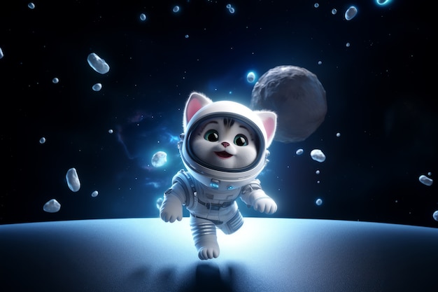 Cute cat  in space