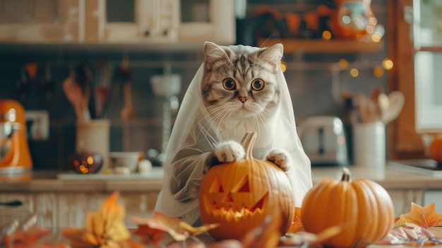 Cute cat wearing halloween costume