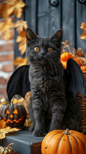 Cute cat wearing halloween costume