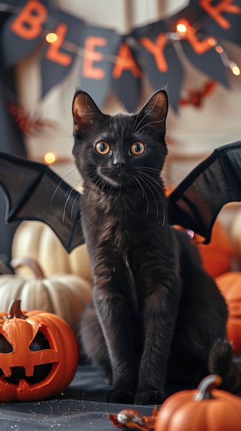 Cute cat wearing halloween costume