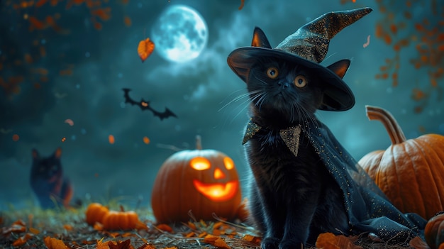 Cute cat wearing halloween costume