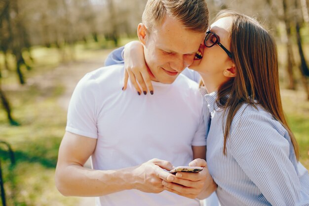 cute couple in a forest