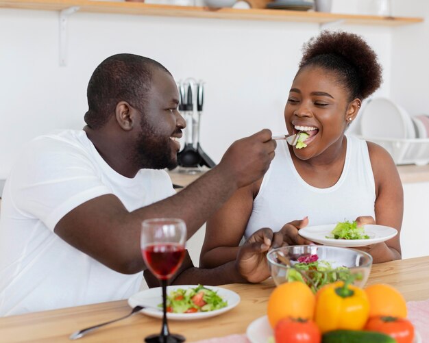 Cute couple having a romantic dinner