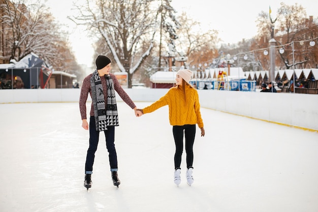 Cute couple in a ice arena