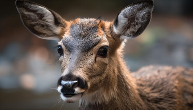 Cute deer looking at camera in meadow generated by AI