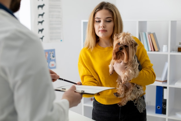 Free photo cute dog during a consultation