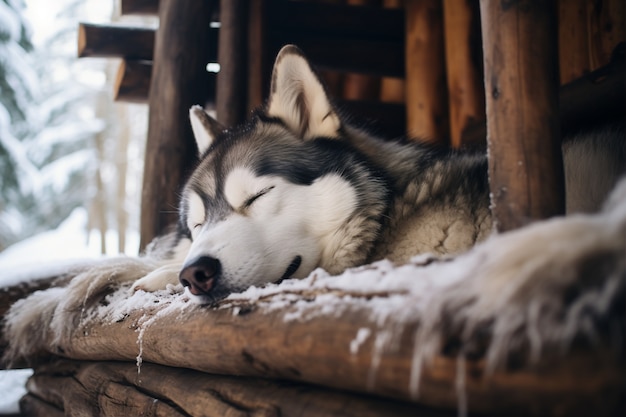 Free photo cute dog sleeping ai generated