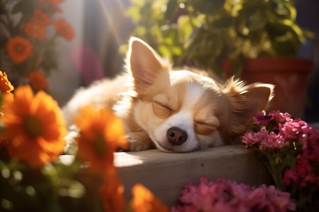 Cute dog sleeping ai generated