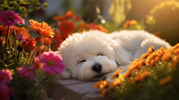 Cute dog sleeping ai generated