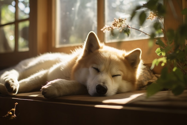 Cute dog sleeping ai generated