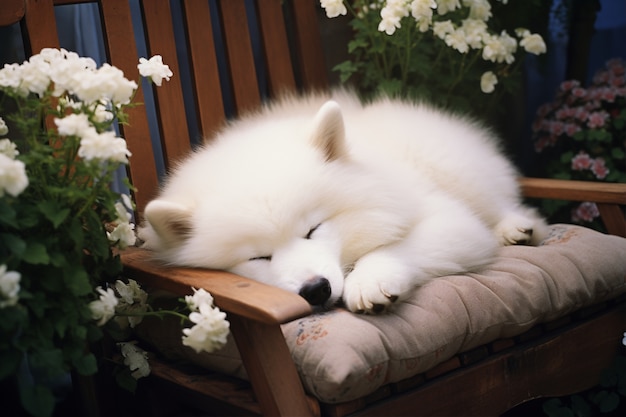 Cute dog sleeping ai generated