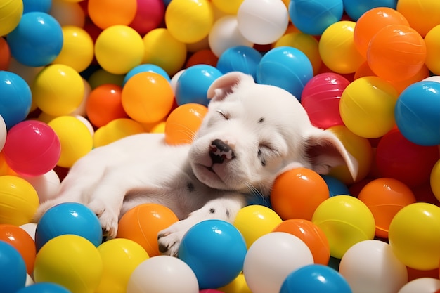 Free Photo cute dog sleeping ai generated